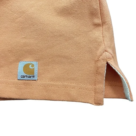 Carhartt Womens Polo Golf Shirt Size Small Short Sleeve Y2K Preppy Peach Orange - Picture 3 of 6